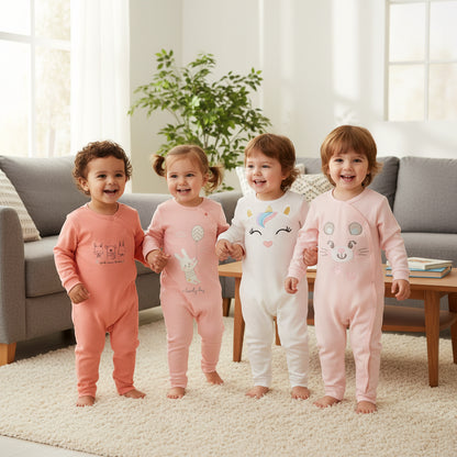 3 or 4 Pieces Unisex Cute Cartoons Bodysuits