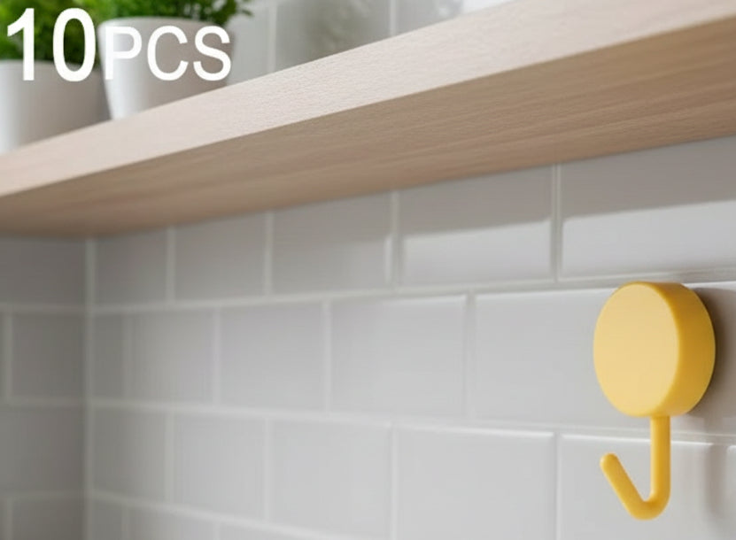 10Pcs Self Adhesive Wall Hooks Strong Without Drilling