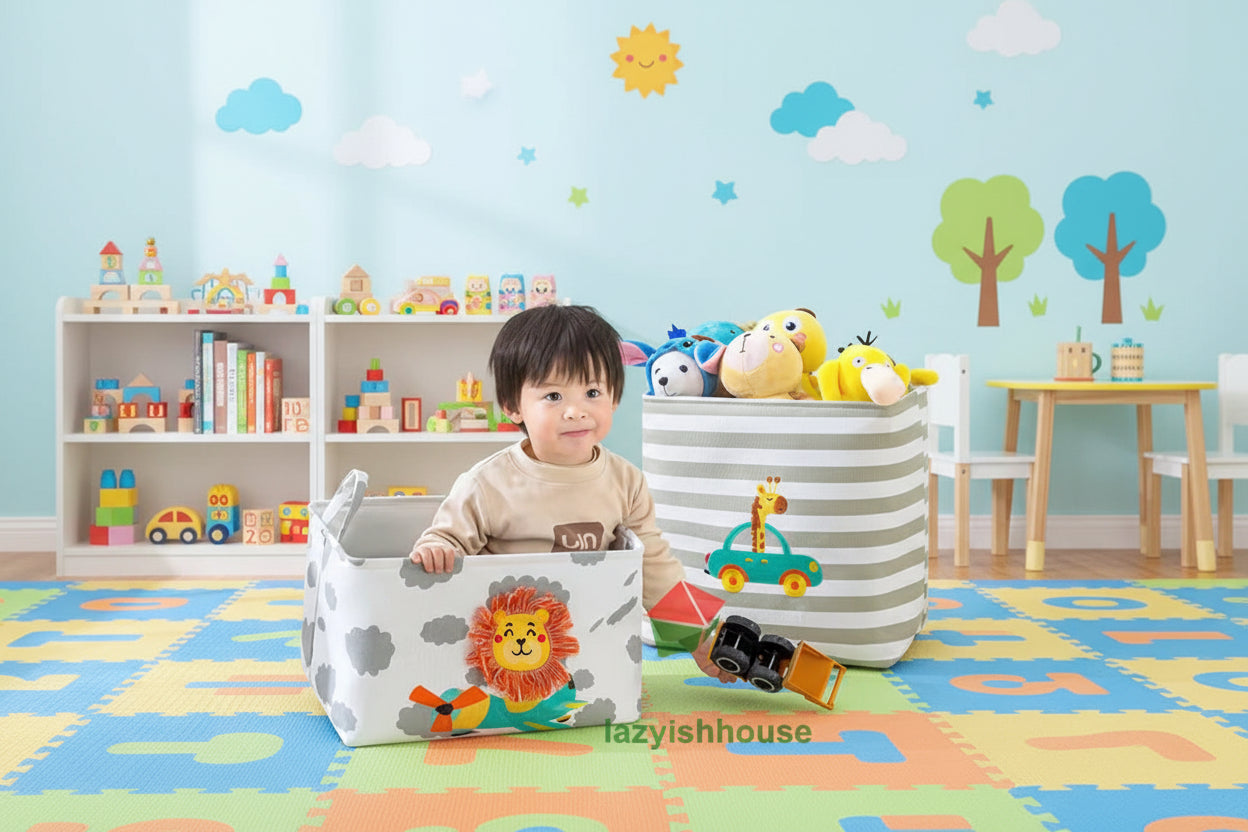 Folding Linen Storage Baskets With Handle