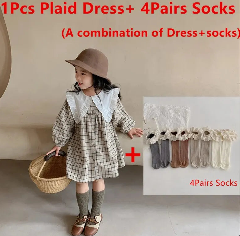 Robes à col (à carreaux avec 4 chaussettes)