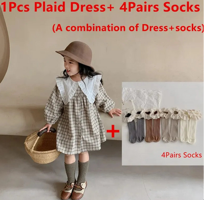 Robes à col (à carreaux avec 4 chaussettes)