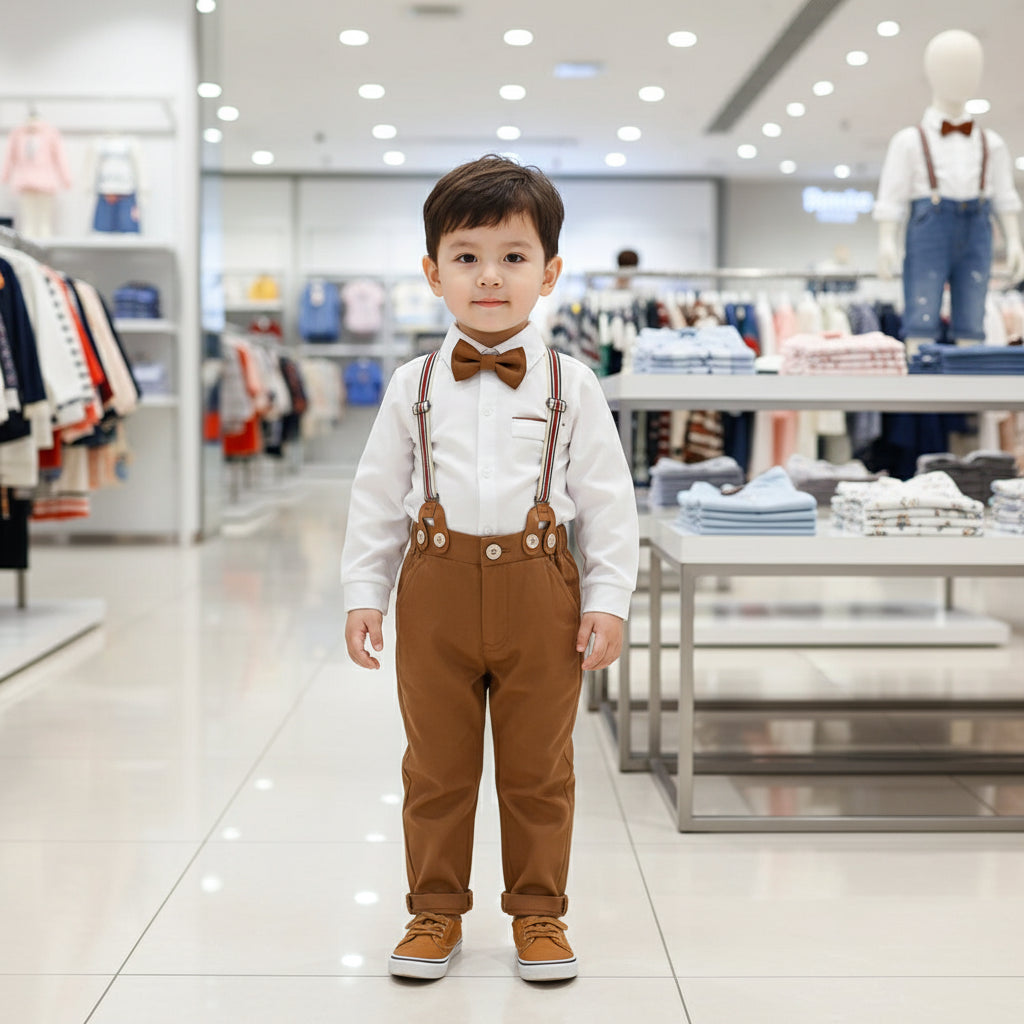 Formal Gentleman Sets of Shirts Bodysuits + Pants + Ties