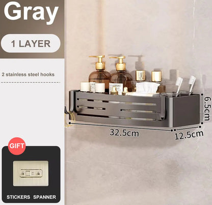 1-2PCS Bathroom Corner Shelves With Plastic Hook Towel Bars