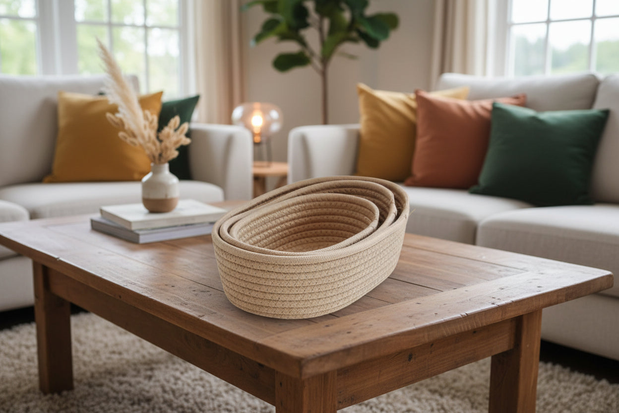 Rope Woven Organize Storage Baskets