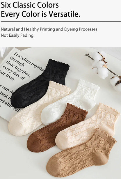6Prs Women Cotton Simple Short Socks