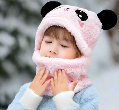 Warm Ear Protection Panda Cartoon Beanie Hats and Scaves