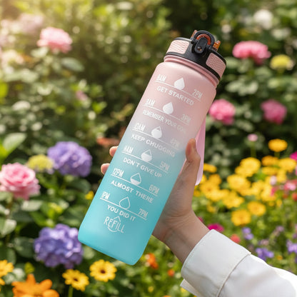 1L Water Bottles 12 Colors with Time Mark Drink