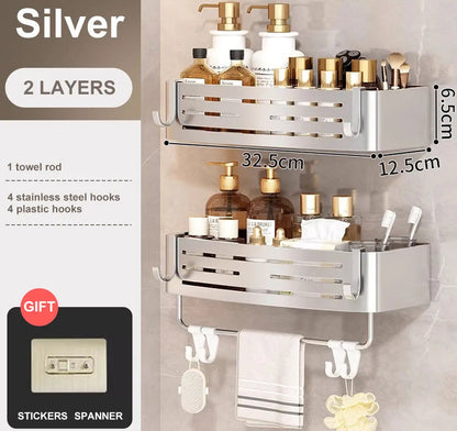 1-2PCS Bathroom Corner Shelves With Plastic Hook Towel Bars