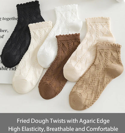 6Prs Women Cotton Simple Short Socks