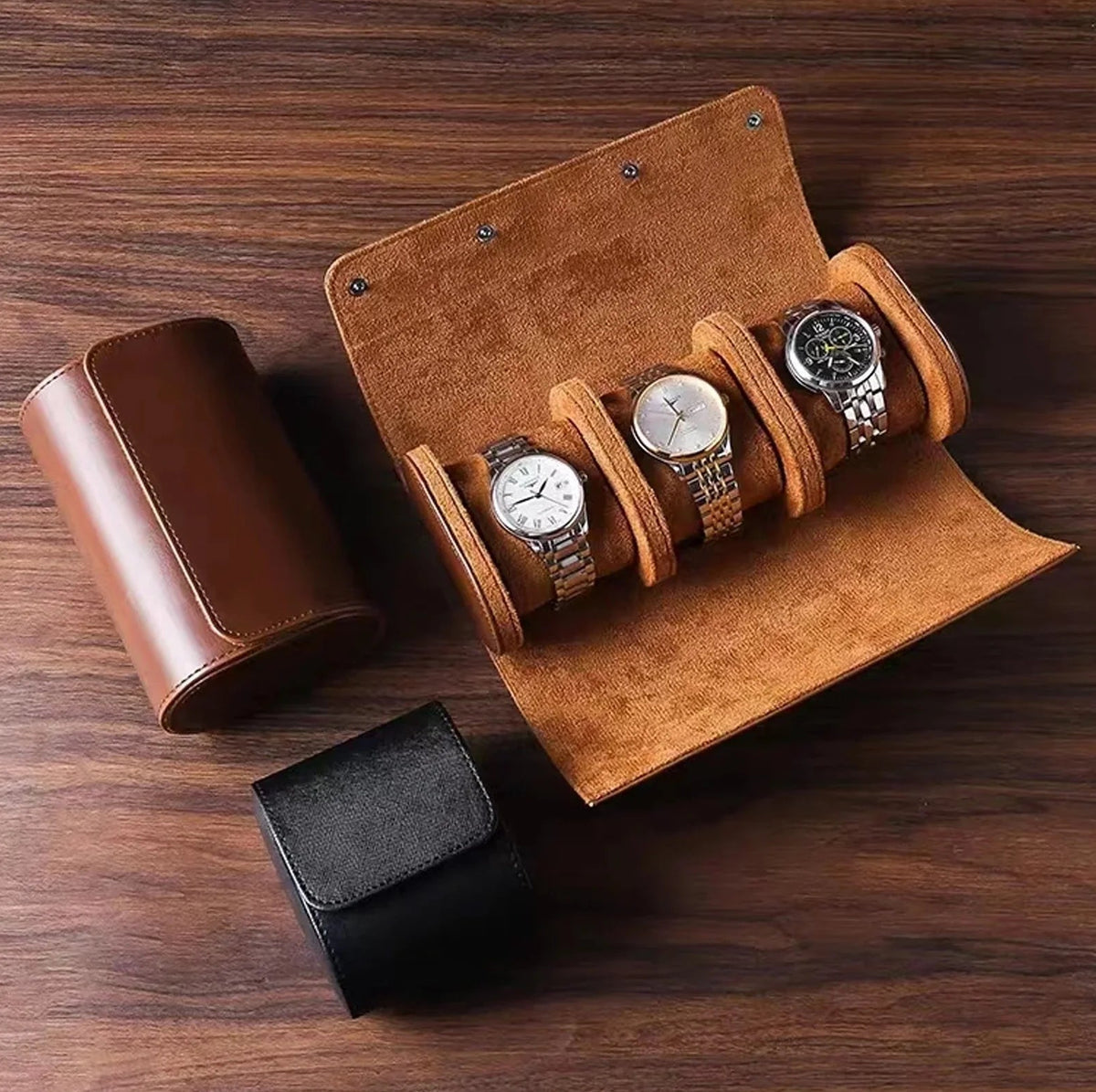 Black/Brown Watch Travel Cases