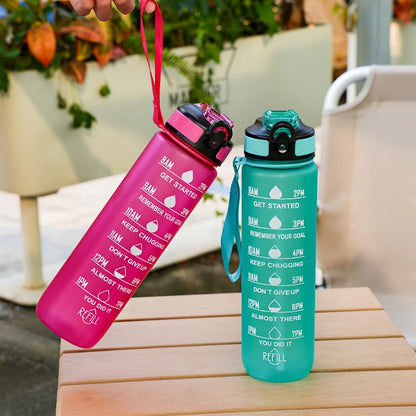 1L Water Bottles 12 Colors with Time Mark Drink