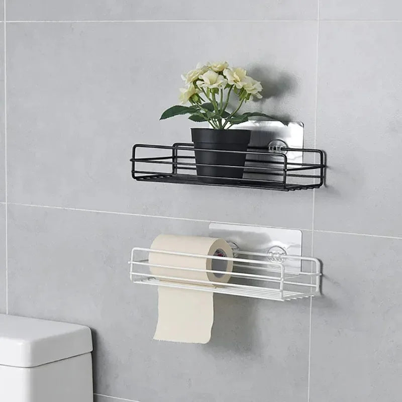 No-Drill Storage Rack Bathroom Shelves