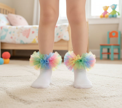 1/8Prs Chaussettes de princesse duveteuses à volants