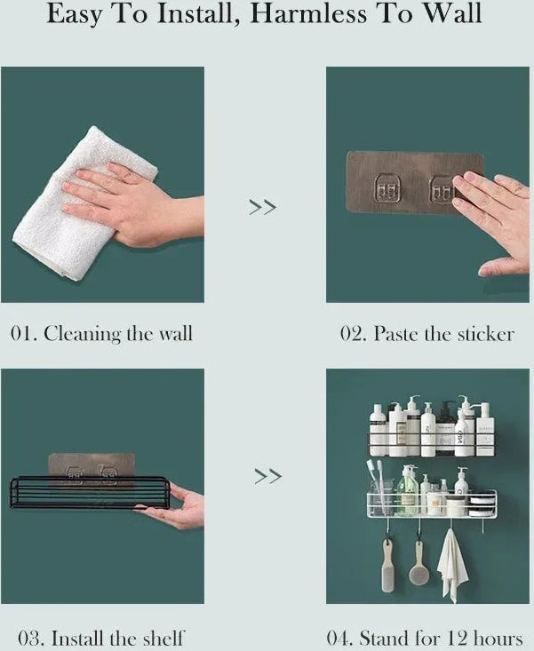 No-Drill Storage Rack Bathroom Shelves
