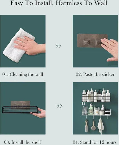 No-Drill Storage Rack Bathroom Shelves