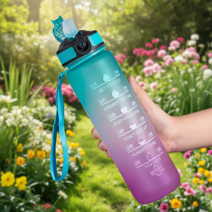 1L Water Bottles 12 Colors with Time Mark Drink