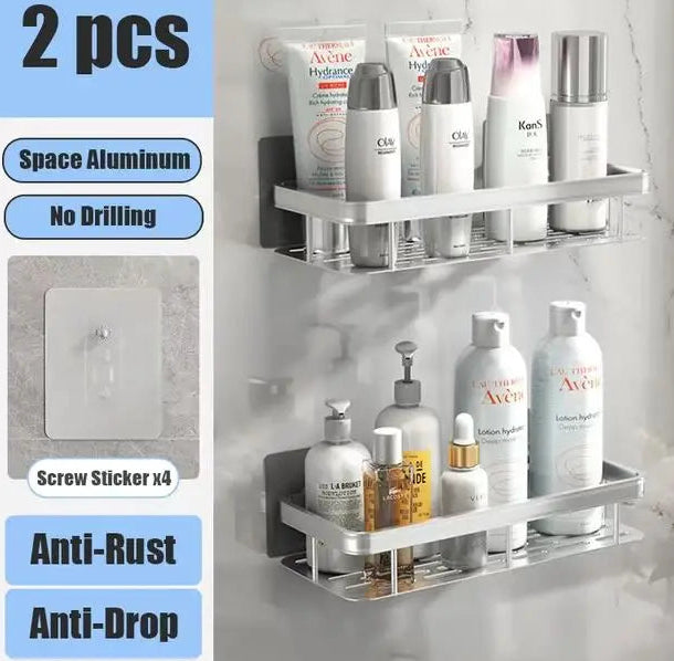 Wall Mounted No Drill Bathroom Shelves