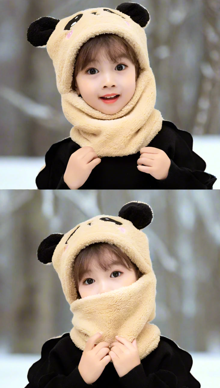 Warm Ear Protection Panda Cartoon Beanie Hats and Scaves
