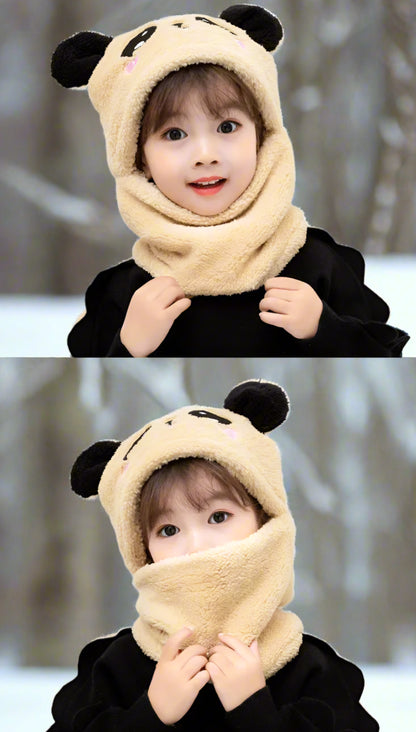 Warm Ear Protection Panda Cartoon Beanie Hats and Scaves