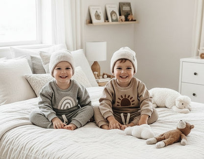 Babies Long Sleeved Cotton Sweatshirts + Pants