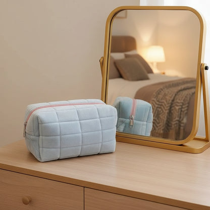 Solid Fur Cosmetic Toiletry Bags
