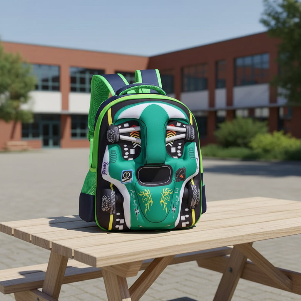 Racer 3D Cars Lightweight Backpacks Bags