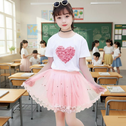 Girl Summer Cute Cartoon Sweatshirts and Skirts