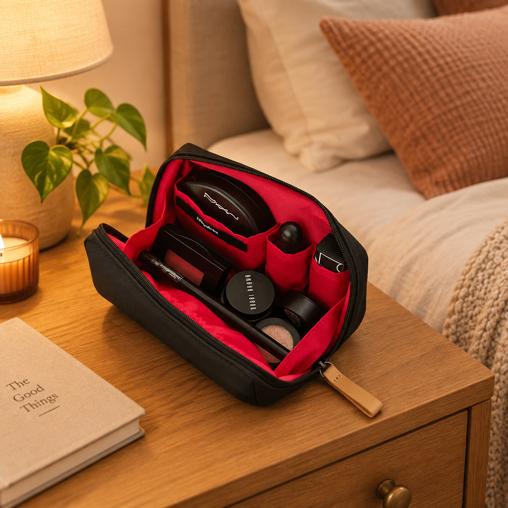 Partitioned Large Capacity Cosmetic Bags