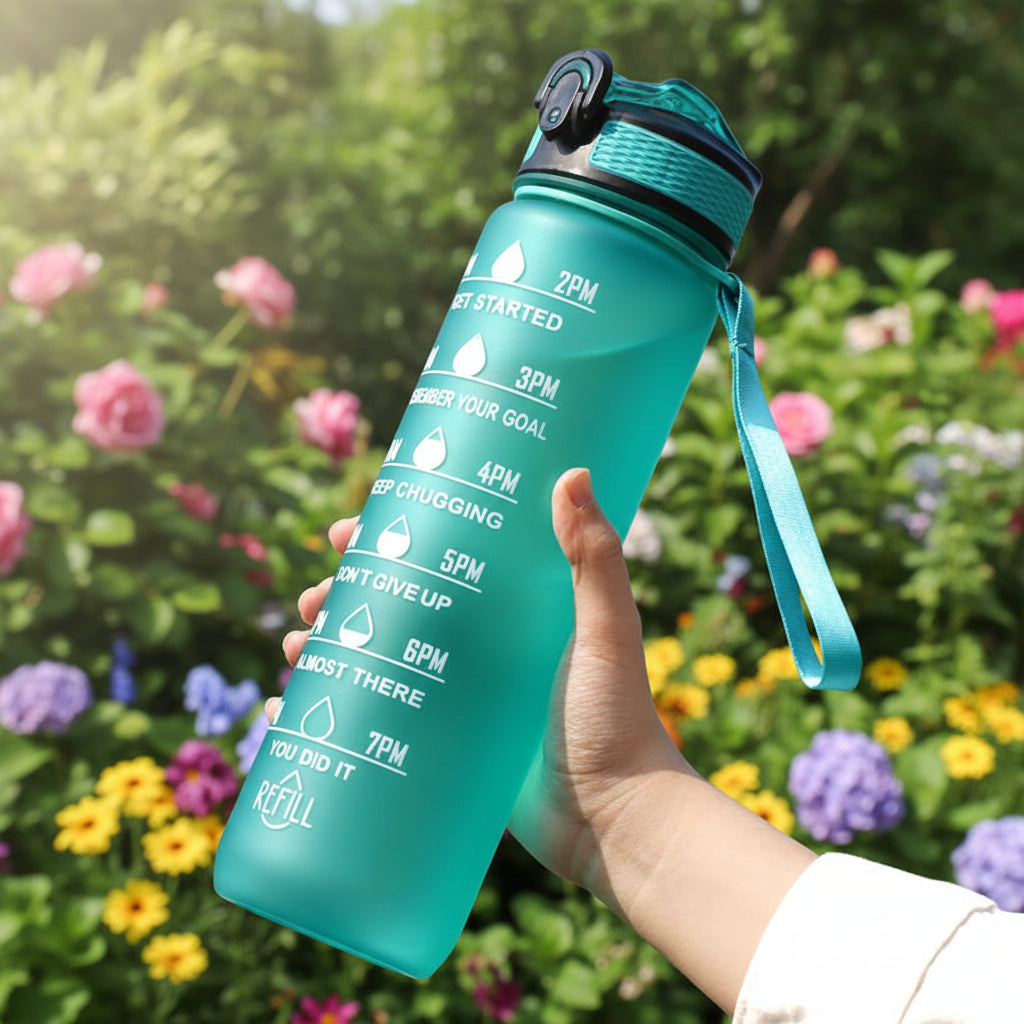 1L Water Bottles 12 Colors with Time Mark Drink