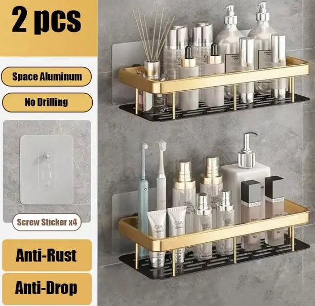 Wall Mounted No Drill Bathroom Shelves