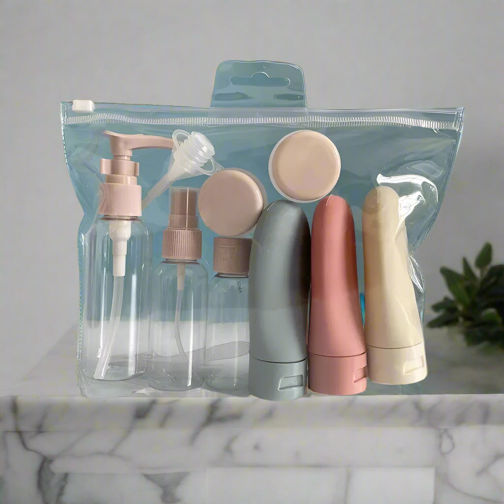 Ensemble de 11 flacons/tubes avec sac de rangement
