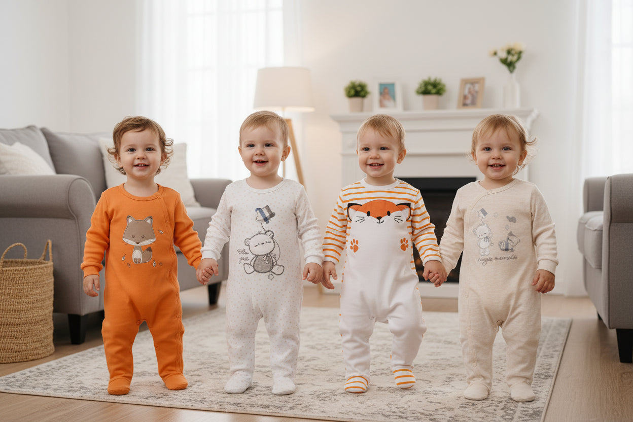 3 or 4 Pieces Unisex Cute Cartoons Bodysuits