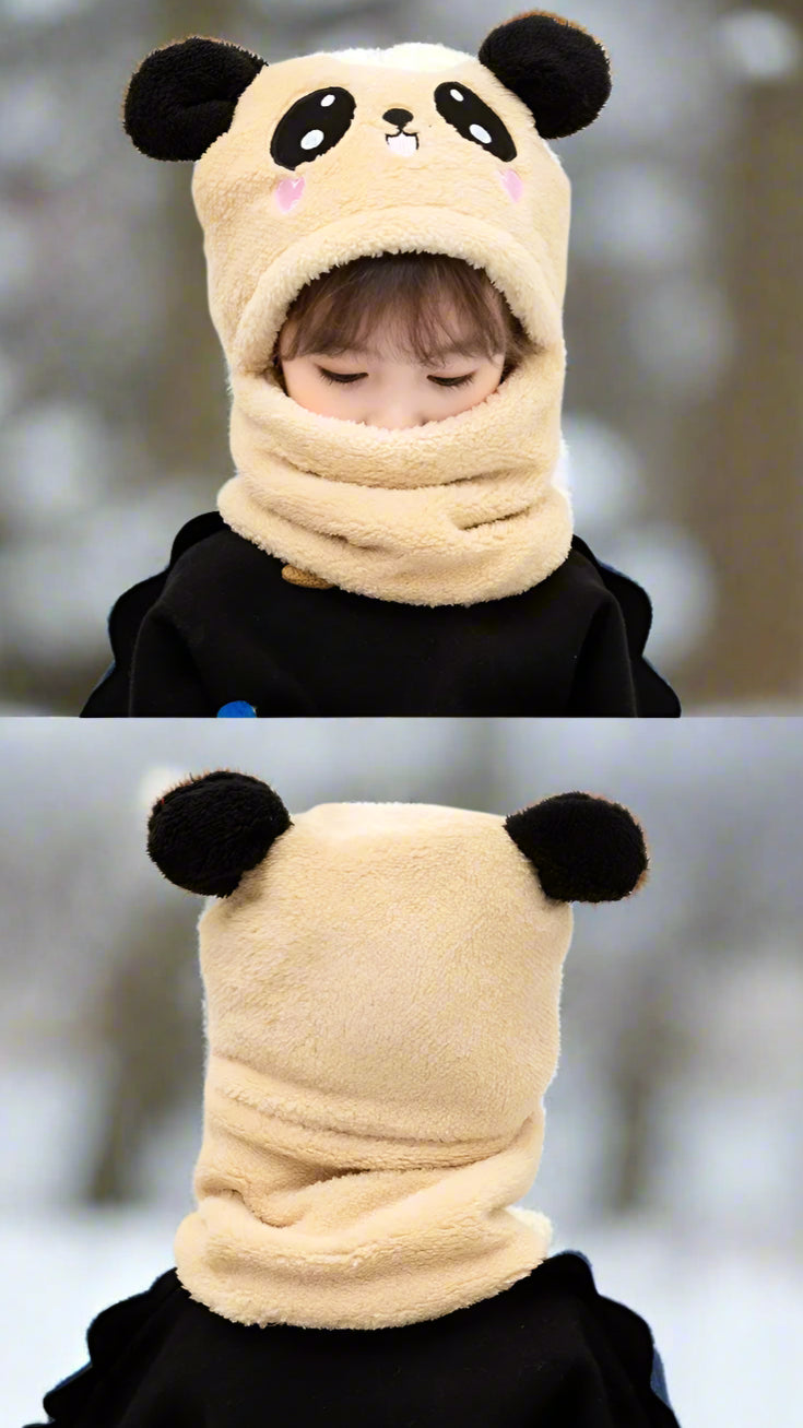 Warm Ear Protection Panda Cartoon Beanie Hats and Scaves