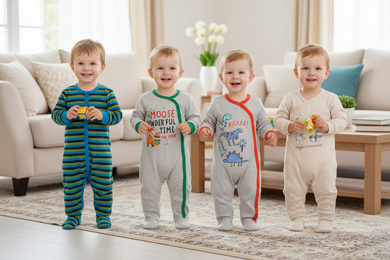 3 or 4 Pieces Unisex Cute Cartoons Bodysuits