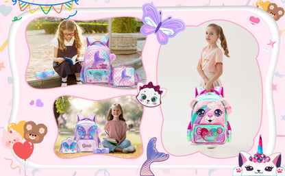 Girls Backpack With Lunch Bag and Pen Case