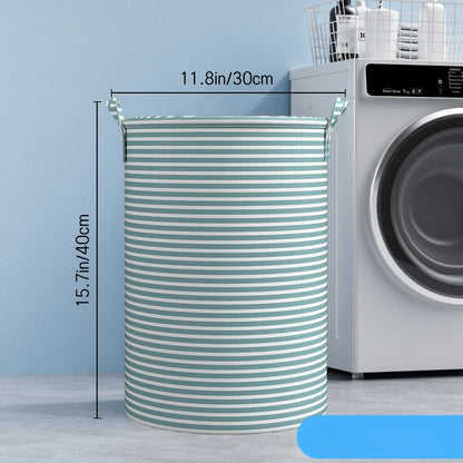 Foldable Green White Striped Laundry Baskets