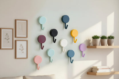 10Pcs Self Adhesive Wall Hooks Strong Without Drilling