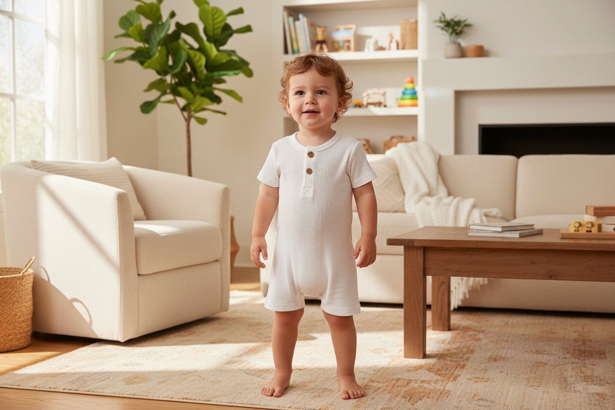 Simple Short Sleeve Colorful Rompers