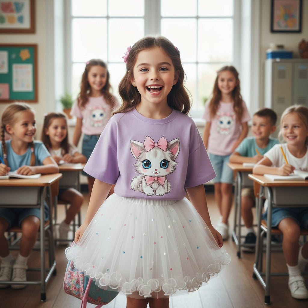 Girl Summer Cute Cartoon Sweatshirts and Skirts