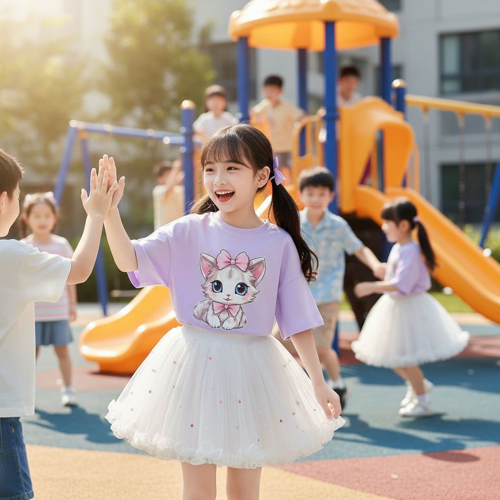 Girl Summer Cute Cartoon Sweatshirts and Skirts