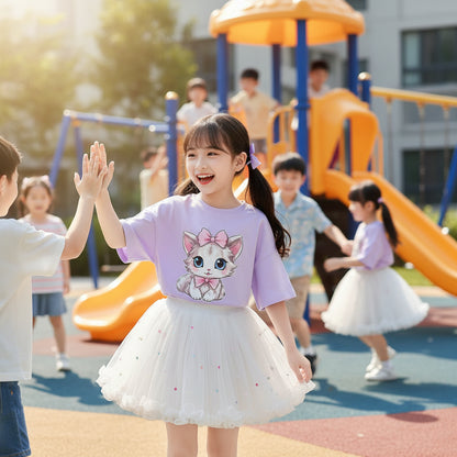 Girl Summer Cute Cartoon Sweatshirts and Skirts