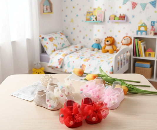 Chaussettes courtes colorées avec des liens papillon et des nœuds papillon