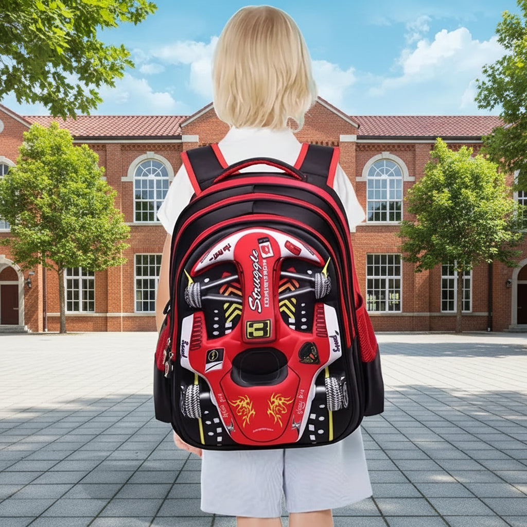 Racer 3D Cars Lightweight Backpacks Bags