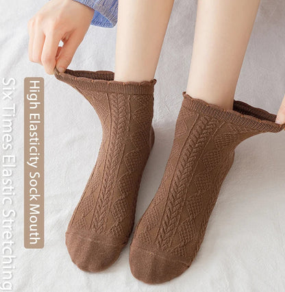 6Prs Women Cotton Simple Short Socks
