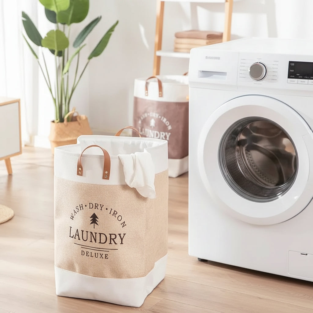 Large Capacity Beige White Laundry Baskets