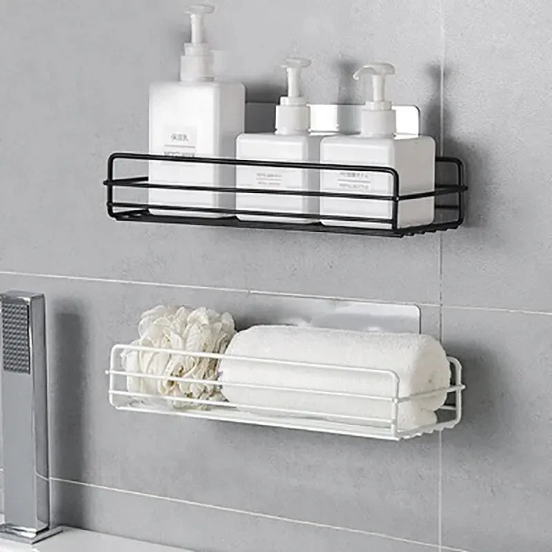 No-Drill Storage Rack Bathroom Shelves