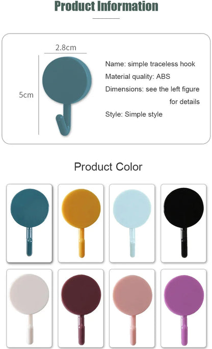 10Pcs Self Adhesive Wall Hooks Strong Without Drilling