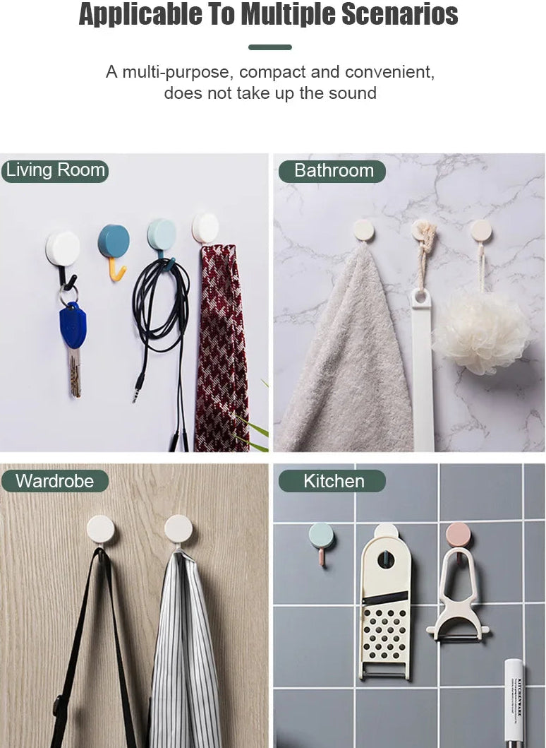 10Pcs Self Adhesive Wall Hooks Strong Without Drilling