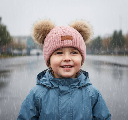Bonnets chauds avec deux pompons en laine