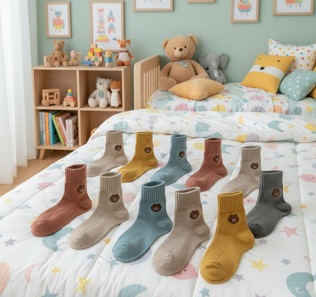 Chaussettes montantes à motifs ours/fleurs (5 paires)